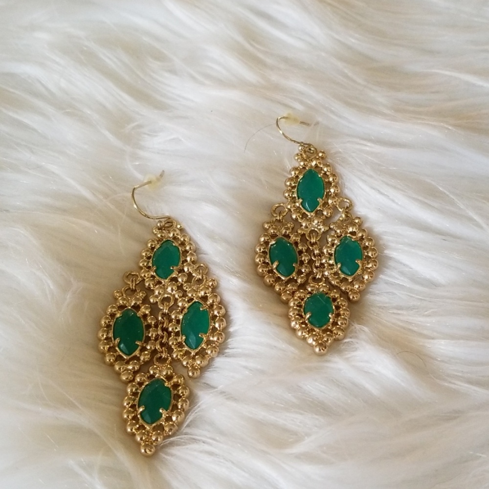 Kendra Scott green dangle earrings